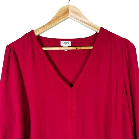 J. Crew Long Sleeve V-Neck Blouse Womens L Fuchsia Pink Feminine Career Classic - Picture 3 of 7